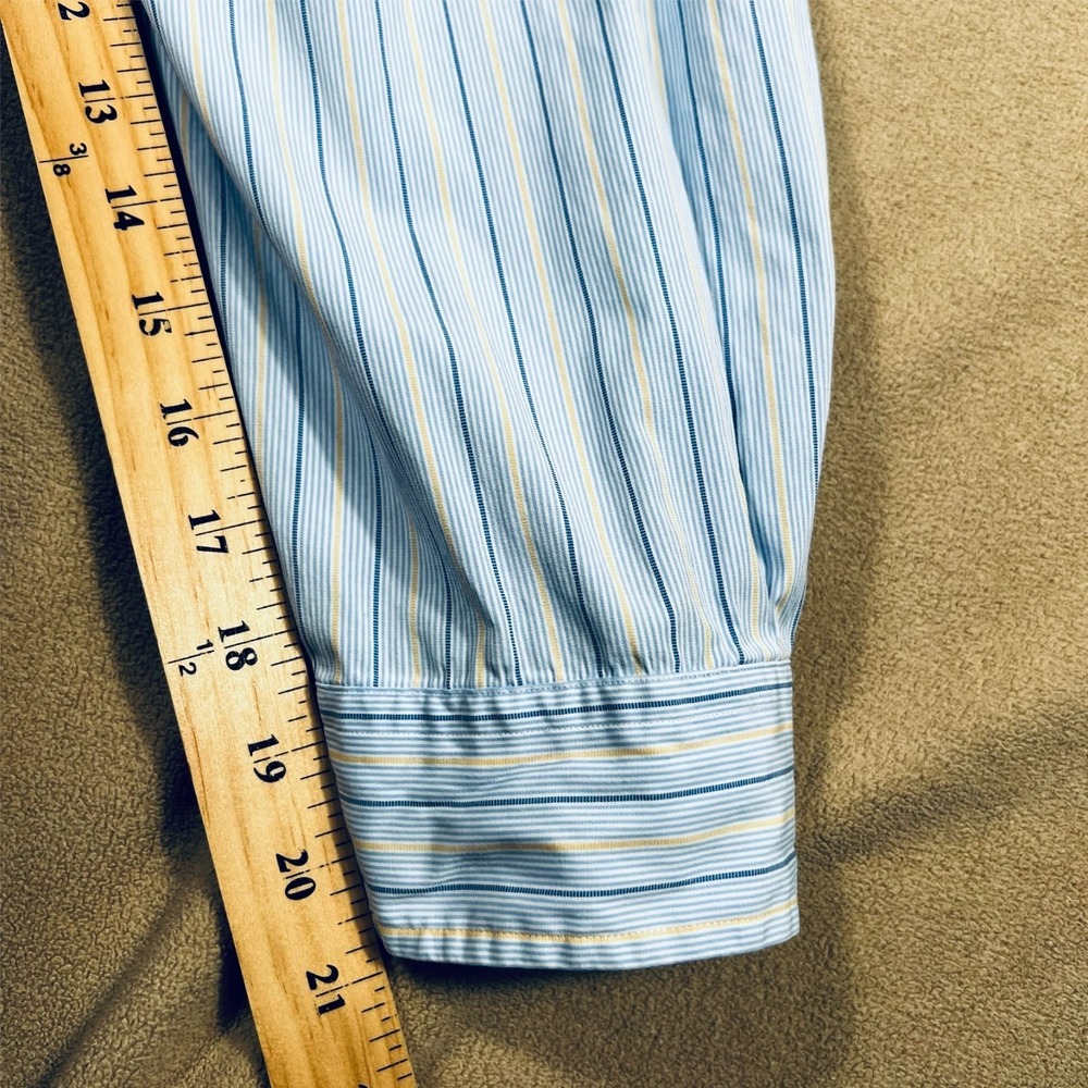Ralph Lauren Classic Fit Blue Stripe Button Down Shirt XL 14.5/35 Blue Pony - Picture 6 of 12